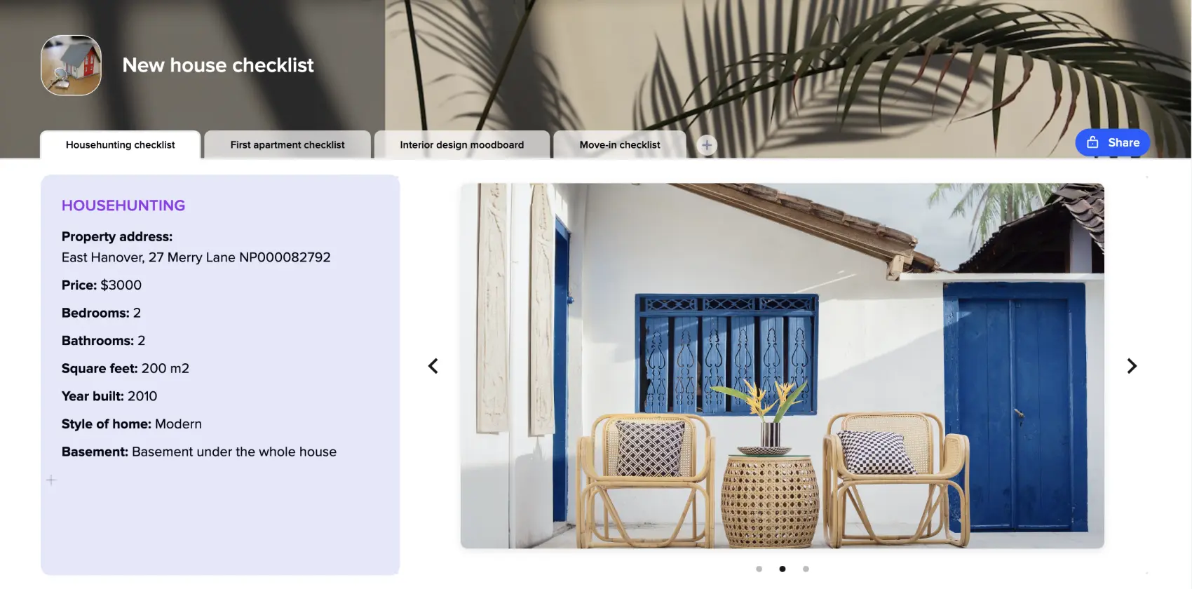 New house checklist